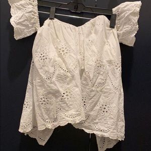 Off Shoulder Eyelet Top with open back
